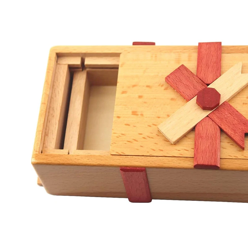 Wooden Brain Teaser Puzzle Box with Hidden Compartment Jewelry Money Box For Cash Gift Birthday Valentines Party Favors Adults 5