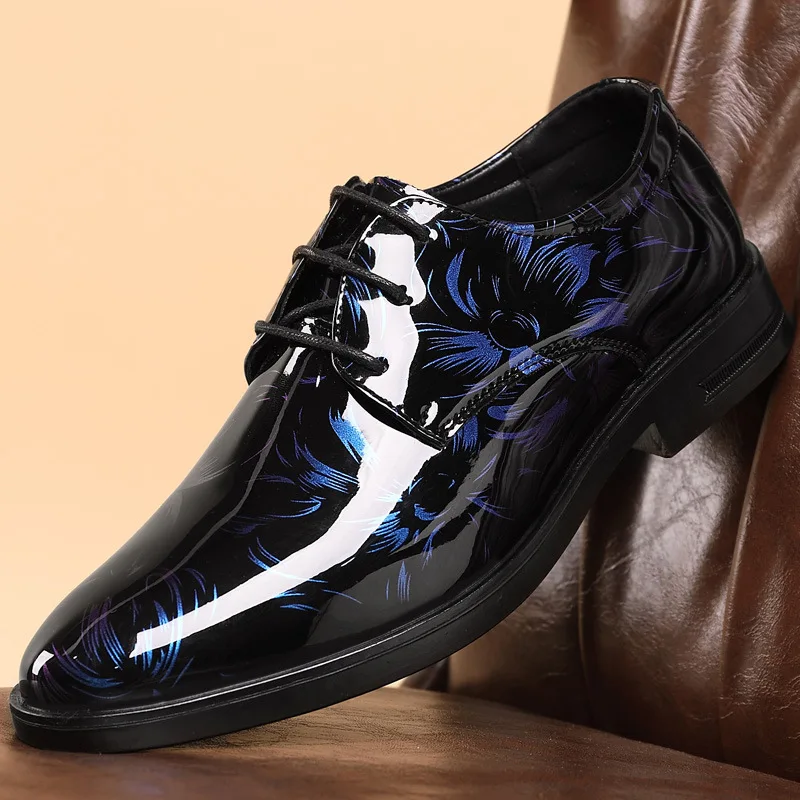 Office Men Dress Shoes Floral Pattern Men Formal Shoes Leather