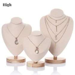 Velvet Necklace Display Stand for Show Bamboo Chain Jewelry Model Bust Holder