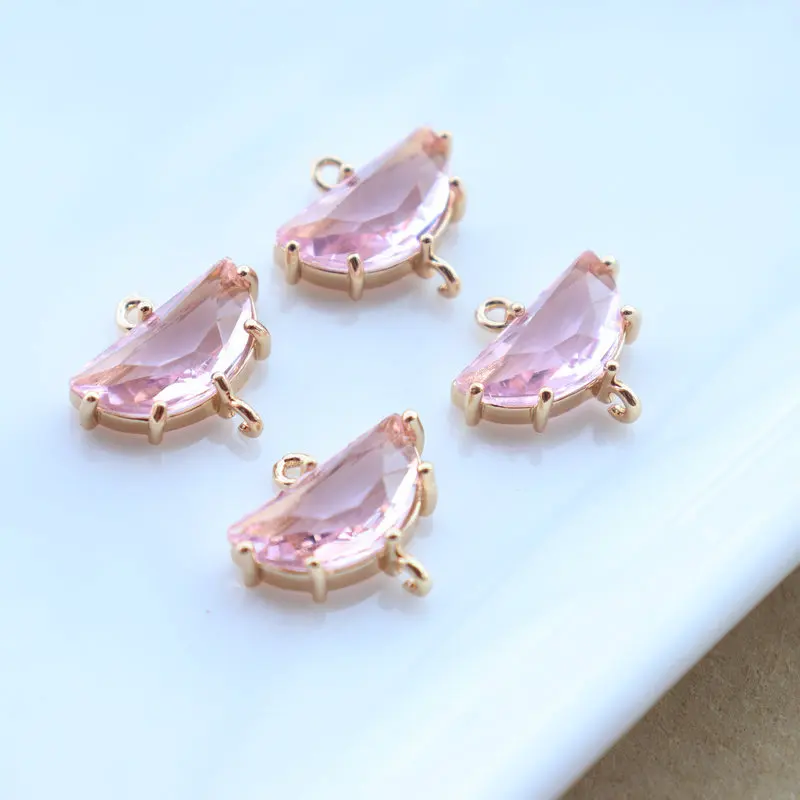 Kupfer Zirkon Zirkon Kupfer vergoldet Kristall umrandet fächerförmige Charms Stecker 10 teile/los für DIY Schmuck machen Zubehör – Detail 7