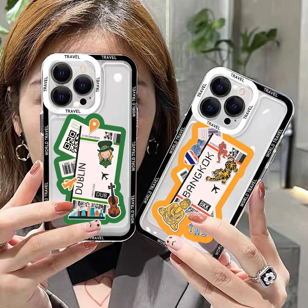 World City Travel Ticket London Phone Case Per Samsung A71 A53 A50 A52 A52S A72 A71 A22 A20S A20 A30 A11 4G 5G Cover Trasparente