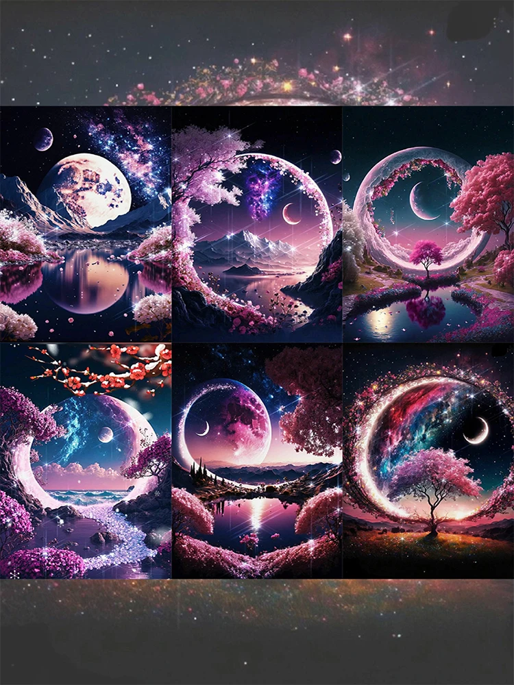 DIY Diamond Embroidery Full Square/Round Diamond Starry Sky Moon 5D Diamond Painting Cross Embroidery Home Page XY20