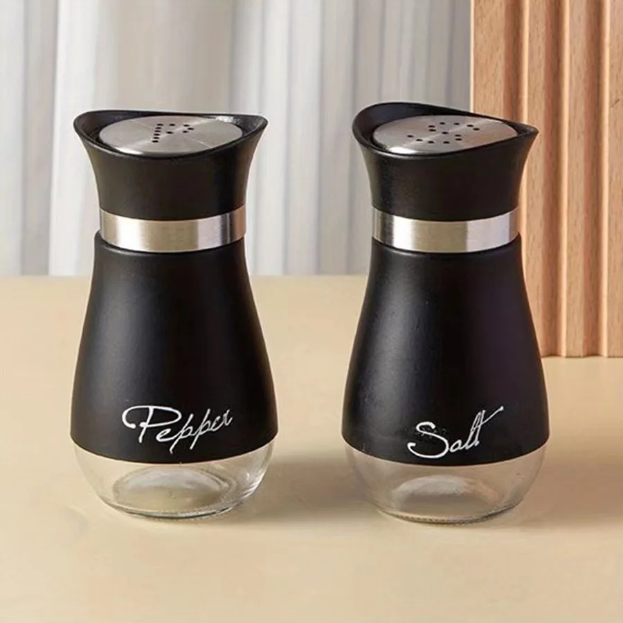 Stainless Steel and Glass Seasoning Bottle Set 1Set/2pcs Perfect for Barbecue Pepper Salt and More Kitchen Supplies