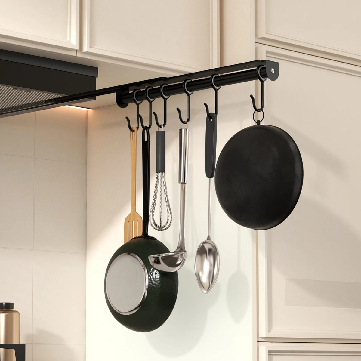 Kitchen utensil rack, pot bowl hanging storage rack, multifunctional bottom sliding storage platform, saving countertop space - 3