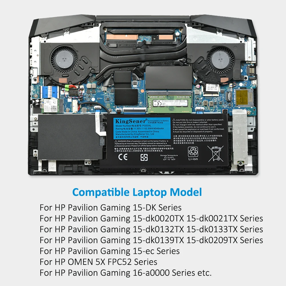 KingSener PG03XL Battery For HP Pavilion Gaming 15-DK dk0003nq 15-dk0020TX 15-ec 15-ec0000 OMEN 5X FPC52 HSTNN-DB9G L48430-2B1