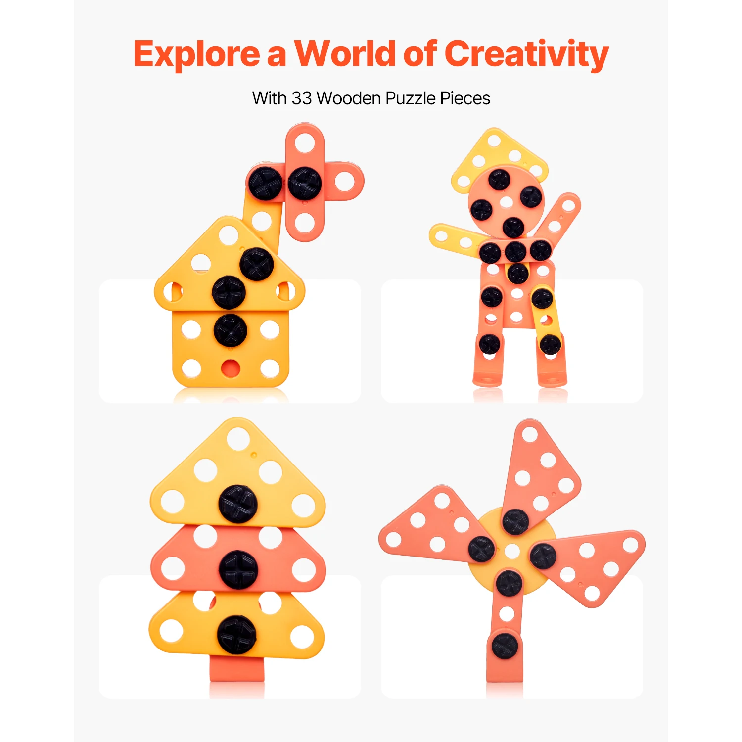 Kids Tool Bench Set with Toy Tools and Puzzle Blocks