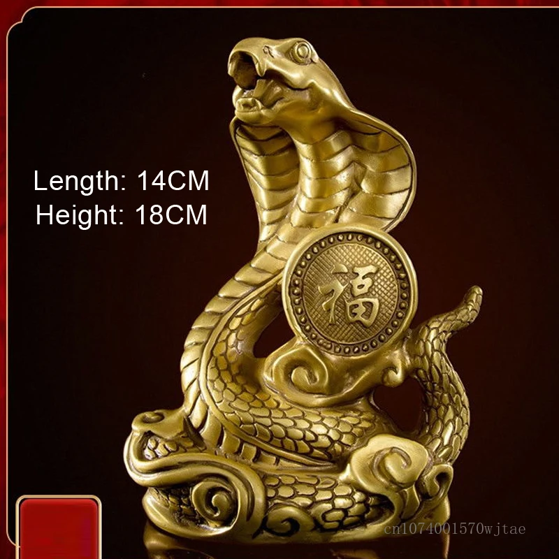 Animal Mascot Snake Sculpture Creative Brass Crafts Chinese Style Indoor, Living Room, Office, Bedroom, Buddhist Hall Decor, 1Pc 5