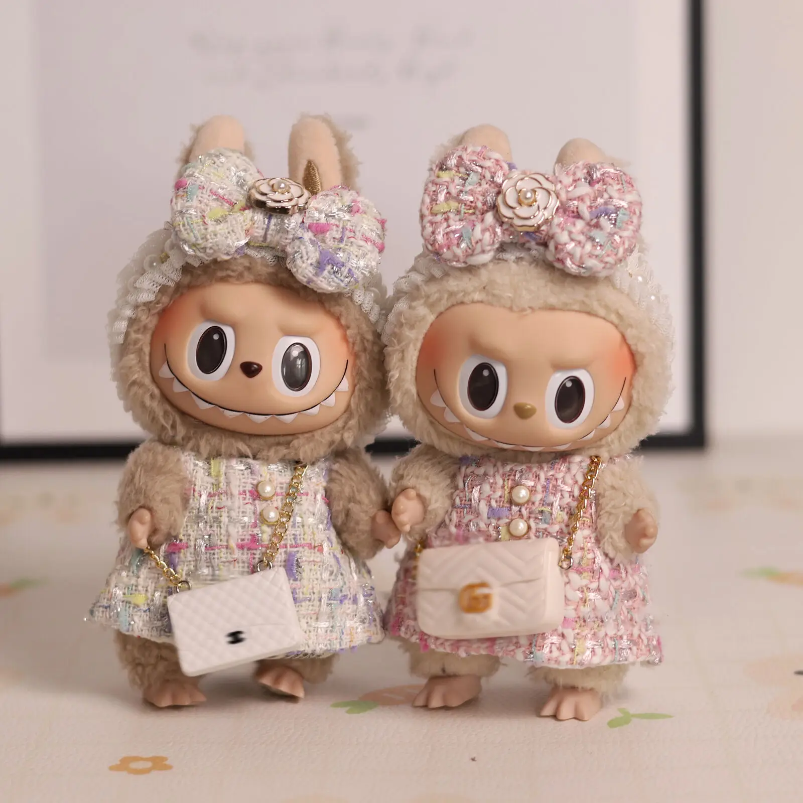 17cm Labubu Doll Clothes Advanced luxury design customization Heartbeat Macaron Labubu Doll Clothes Changing clothes Pendant set 4