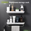 ECOCO Bathroom Shelves Organizer Storage Rack Wall Mount Towel Shelf Shampoo Rack with Towel Bar Rack Kitchen Accessories 1
