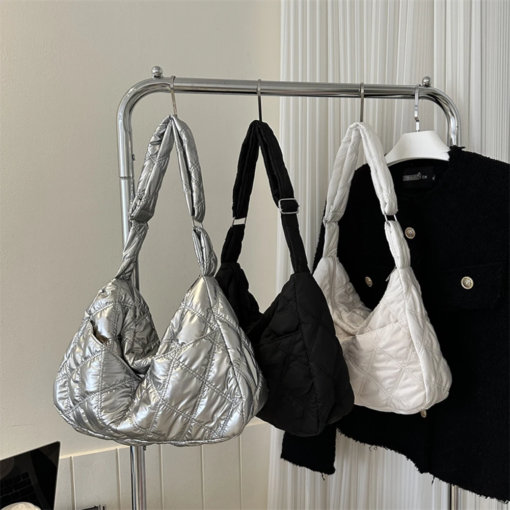 Bolso de mano acolchado para mujer, de gran capacidad, acolchado, ligero, acolchado, bolso de hombro, bolso con cremallera, Amarillo