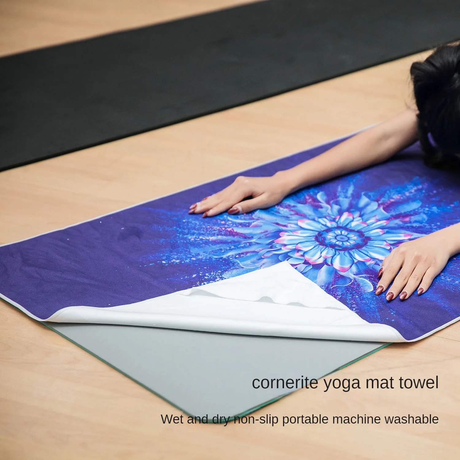 Yoga Towel 185*65cm with Anchor Fit Corners Non Slip 100% Microfiber Super Soft Sweat Absorbent Blankets