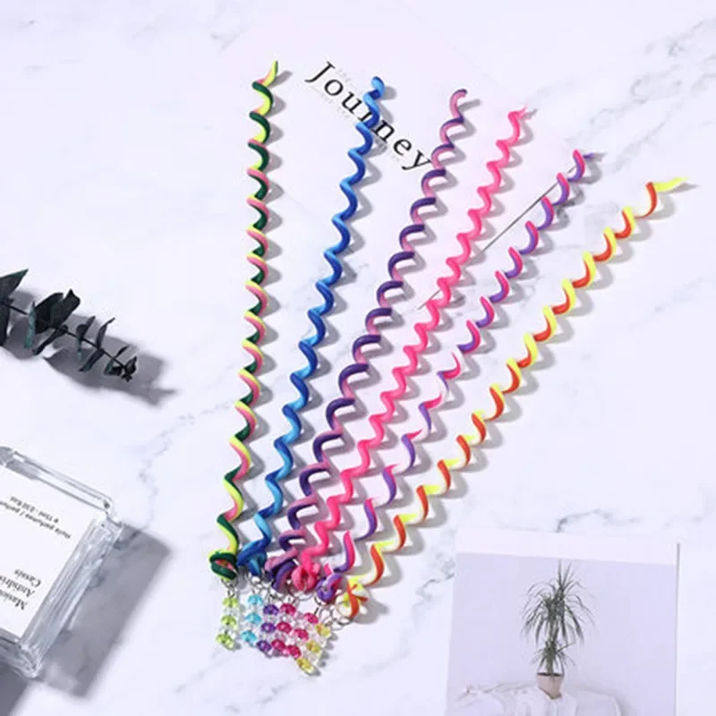 6Pcs Colorful Cute Girl Curler Hair Braid  Styling Tools Roller Braid Tie Gum Women  Accessories DIY Hairstyle Tool 4