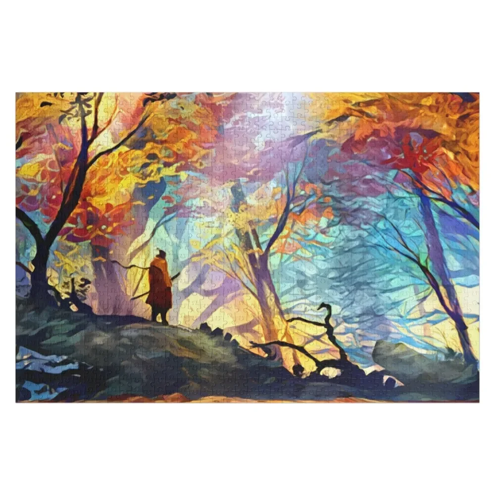 

A Wolf in the Colorful Forest Jigsaw Puzzle Wood Animals Customizable Child Gift Custom Child Gift Puzzle