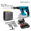 21V Brushless Two Pit Two Slots Electric Hammer Demolitiom Hammer Cordless Electric Percussion Wall Drilling Concrete Power Tool 1