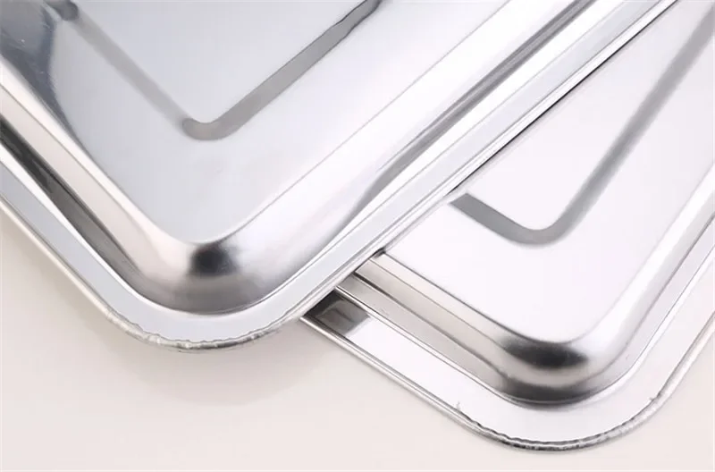 Stainless steel Storage Trays square plate thickening pans Rectangular tray Barbecue Deep rice dishes bbq kitchen accessories 5