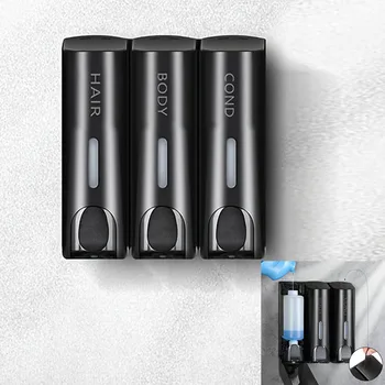 Wall-Mounted Hotel Soap Dispenser .Single and Double Headed 350ml Hand Soap Shampoo Dispenser Wall Mount Shower Liquid Dispensers Containers for Bathroom Washroom