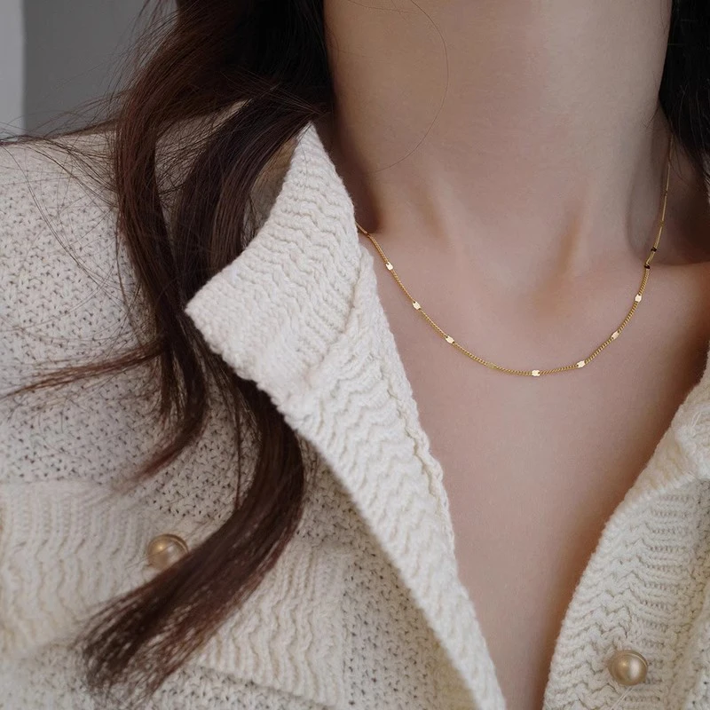 Gold Plated Stainless Steel Minimalist Stacked Choker Chain Necklace Fashion Jewelry Gifts For Women Ladies Students Girls silver necklace cuban link chain necklace gold nameplate necklace stainless steel chain steel chain