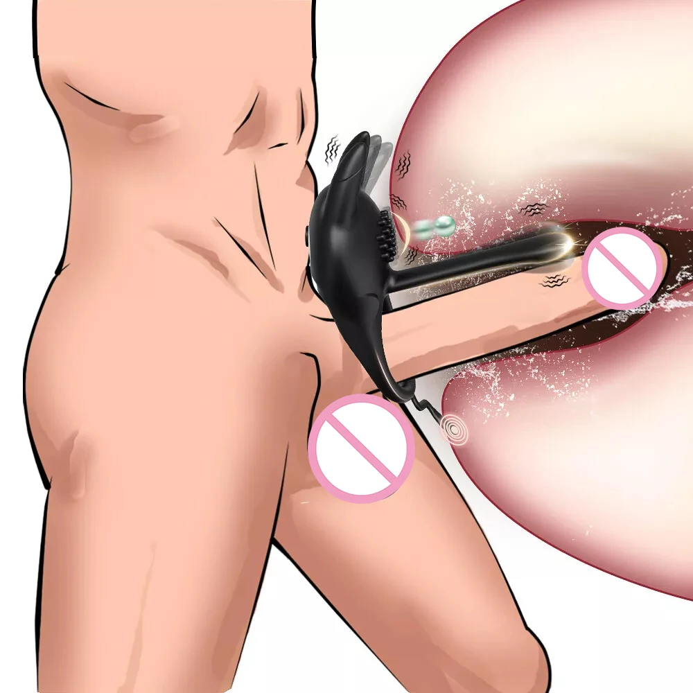 Vibrierender Penisring für Männer, Penisring, männliches Penis-Massagegerät, Verzögerung der Ejakulation, Klitoris, G-Punkt-Stimulation, Sexspielzeug für Paare, 18 1