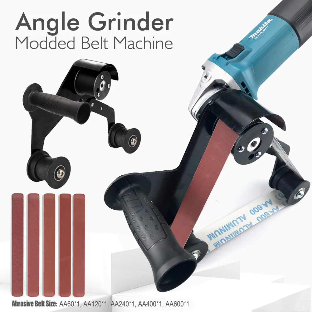 Cinta de Lixa para Esmerilhadeira Angular M10/14 com 5 Peças de Cinta de Lixa, Adaptador para Máquina de Lixar, Acessórios para Máquina de Polir e Retificar