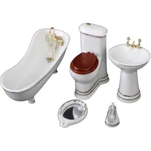 

Dollhouse 1:12 Miniature Furniture Ceramics Bathroom Model Set for Barbie DIY Sandbox Building Mini Kitchen Accessories