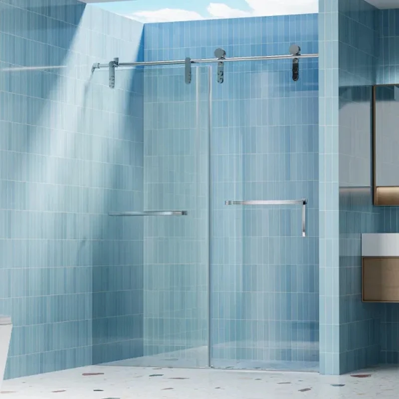 56"-60" W X 76" H Frameless Shower Door Single Sliding Shower Door 5/16" (8mm) Clear Tempered Glass Shower Door with Exp 4