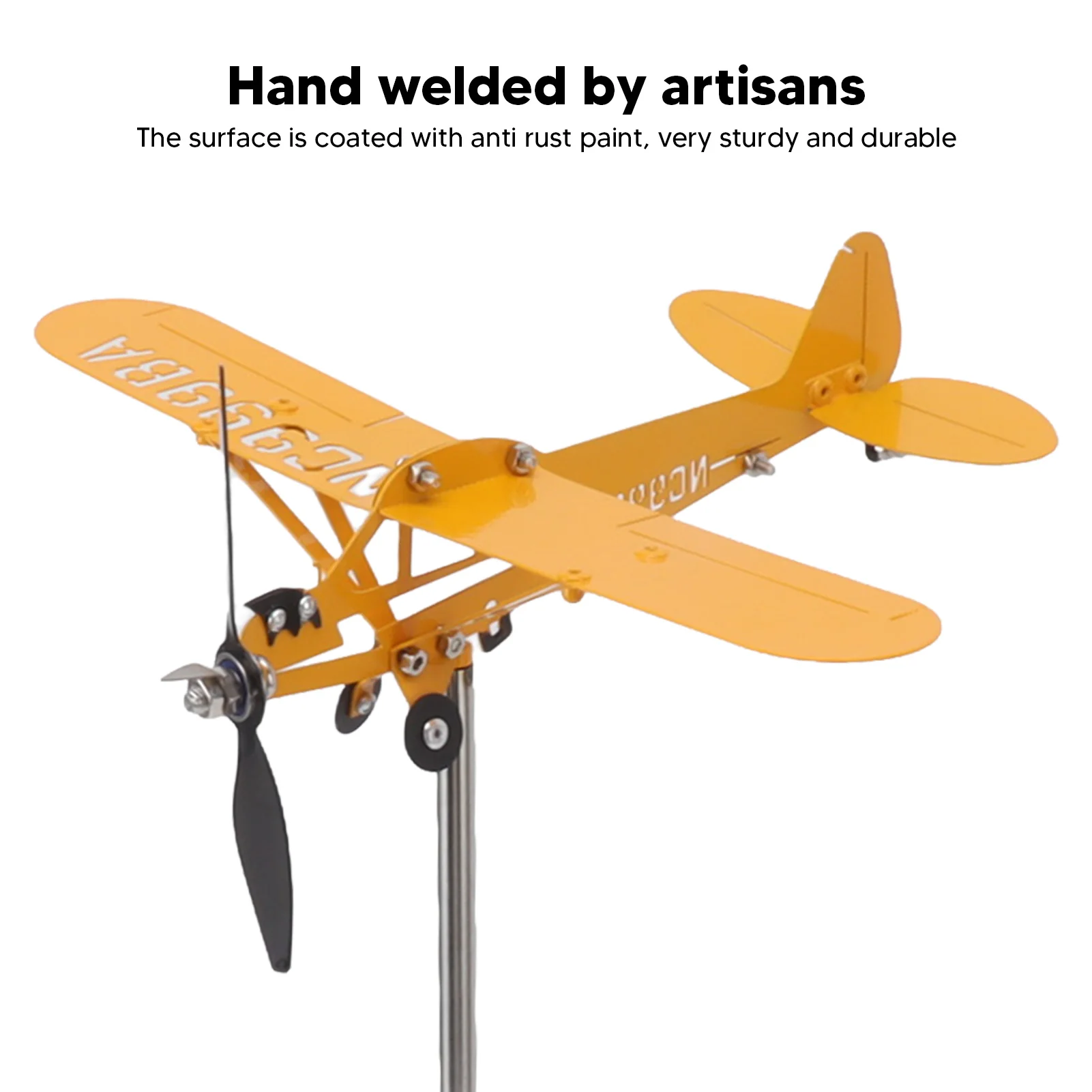 Piper J3 Cub Airplane 3D Metal Weathervane Outdoor Roof Wind Direction Indicator Garden Decor