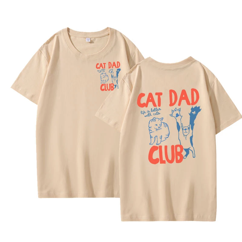 Cat Dad Funny Pet Lover Casual Cotton T-Shirt