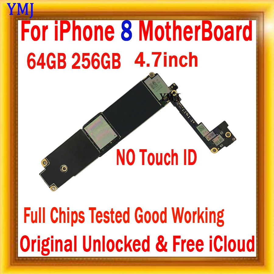

No ID Account Unlocked For iPhone 8 Motherboard 64GB/256GB With Full Chips Logic board Tested Good Working Original Mainboard