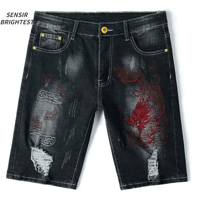 Shorts Jeans Bordados Masculinos SENSIR BRIGHTEST
