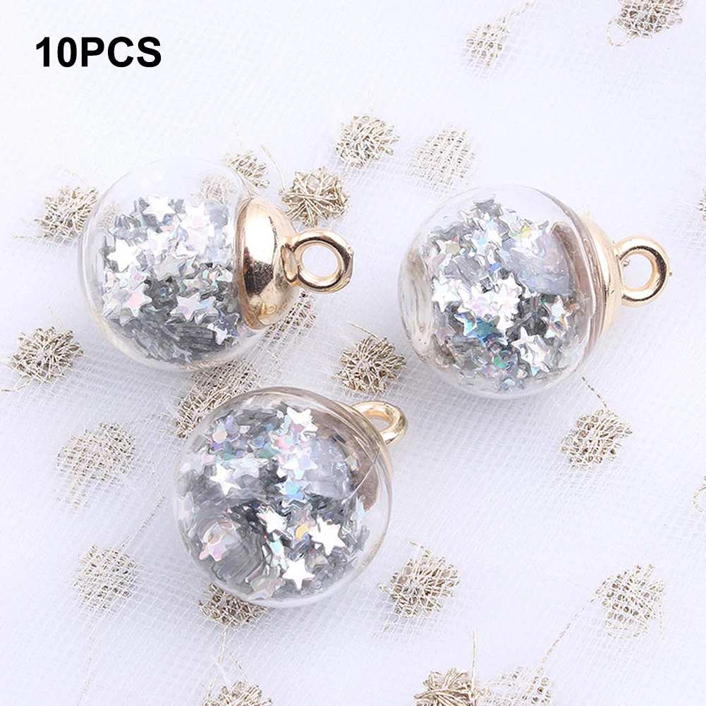 

10 PCS Christmas Ball Decorations Color Transparent Star Sequin Crystal Glass Ball Xmas Tree Hanging Pendant Home Party 1.6cm