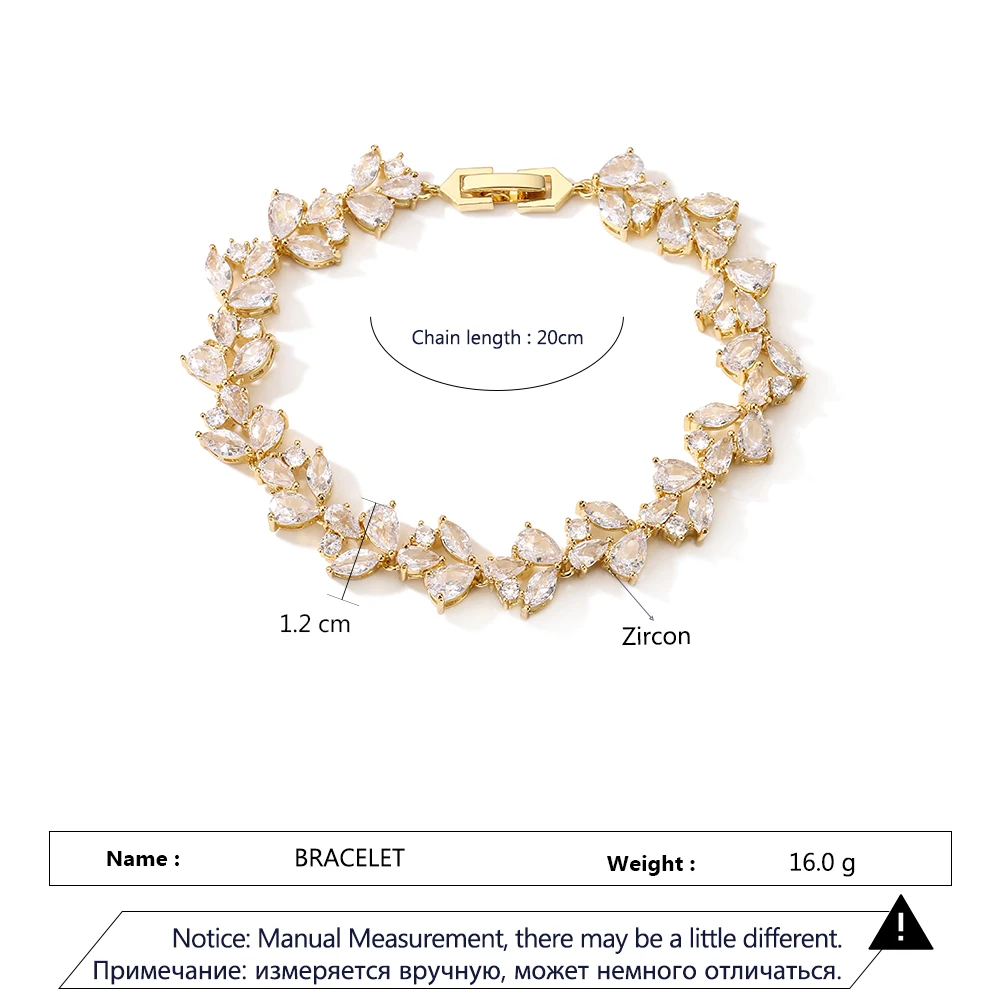 ZAKOL Luxury Cubic Zirconia Leaf Bracelets Bangles for Women