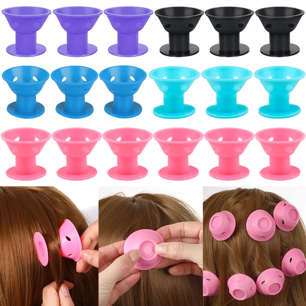 10/20Pcs Rulli Per Capelli In Silicone In Gomma Morbida Bigodini Senza Calore Twist Make Curls Waves No Heat Women Self Grip Strumento Per Lo Styling 