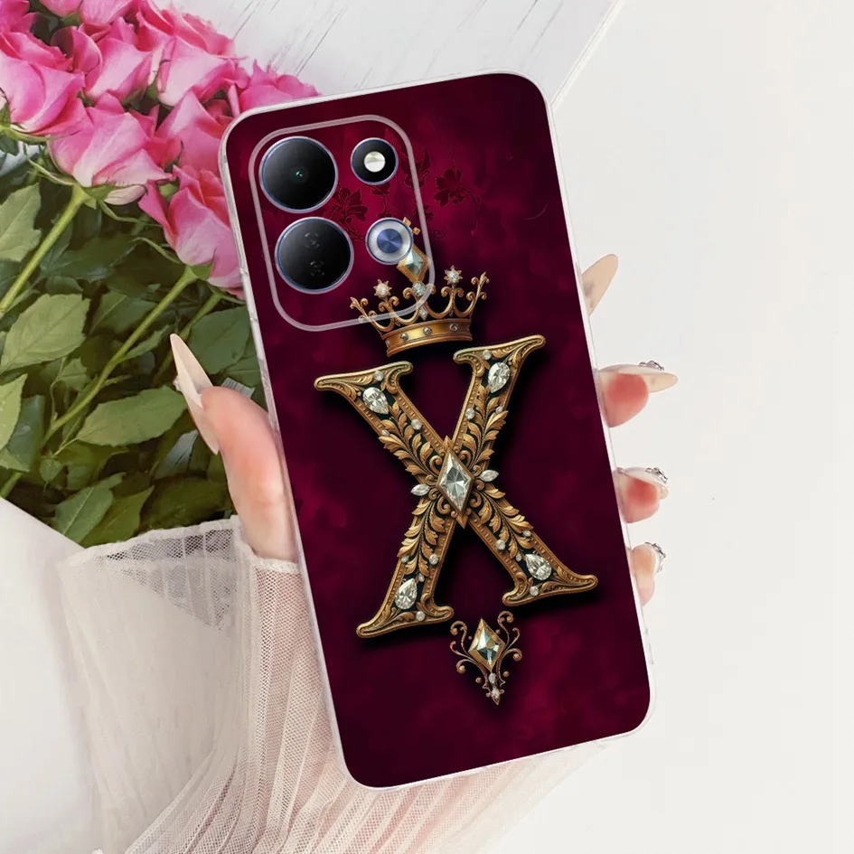 Fashion Initial Letters Crown Soft Silicone Clear Phone Case, 6.9