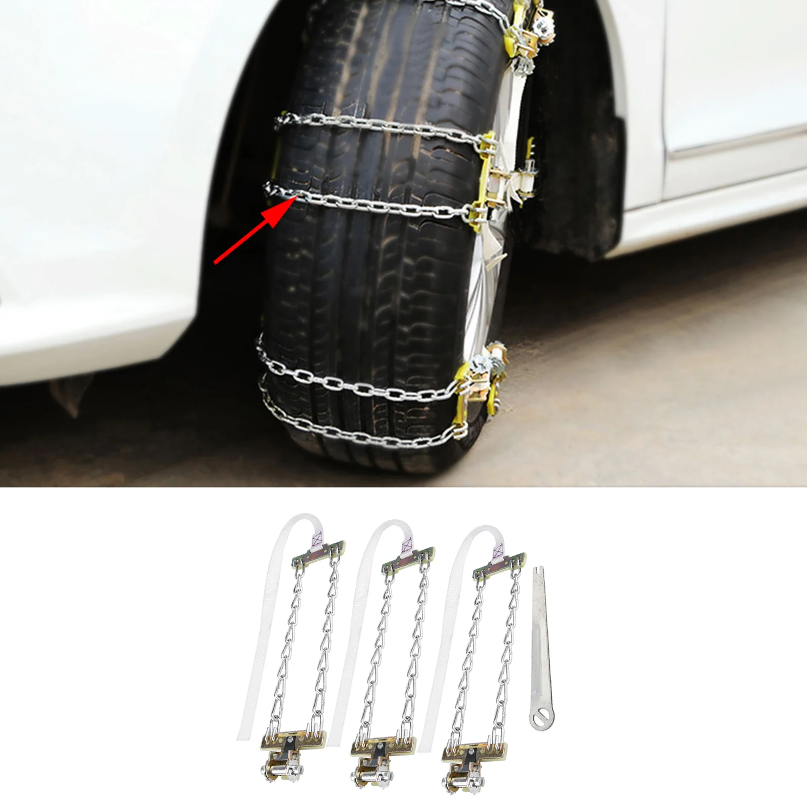 3pcs 235-285mm Anti Skid Mud Ice Snow Tire Chain Winter Security Tyre Belt For Car Truck SUV