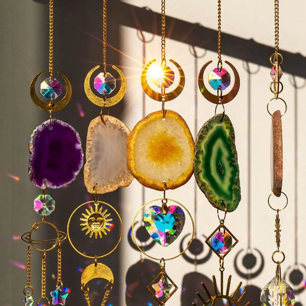 2 Atrapasoles Colgantes De Cristal Con Forma De Estrella Y Luna - Decoración Que Crea Arcoíris En Ventanas Y Balcones