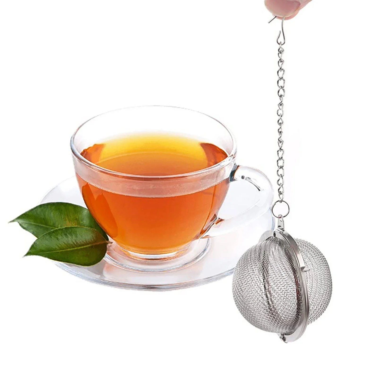 10-2pcs Stainless Steel Tea Ball Loose Leaf Tea Strainer Infusers Extra Fine Mesh Tea Interval Diffuser with Chain
