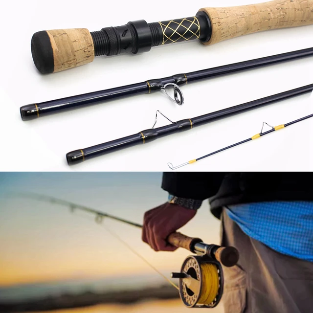 NEW 2.7M Carbon 4 Sections Fly Fishing Rod LW 7/8 Fast Action