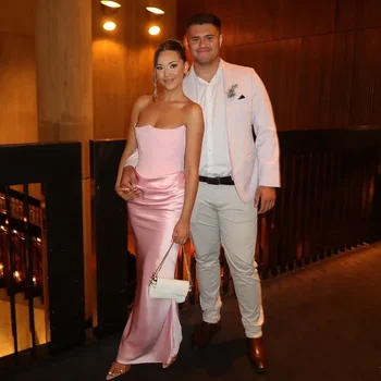 Mingmingxi 2025 Women's Evening Dress Strapless Pink Prom Party Dresses Sexy Satin Long Corset Dress Elegant Maxi Gala Dresses 3