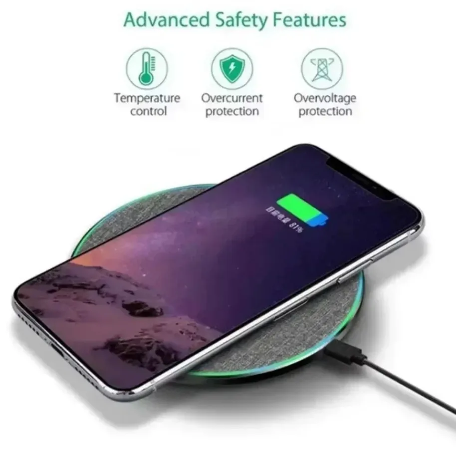 Wireless Charger Pad Mobile Phone Fast Charging Station Dock For iPhone 16 15 14 13 12 Pro Airpods Samsung S24 S23 S10 S9 Xiaomi