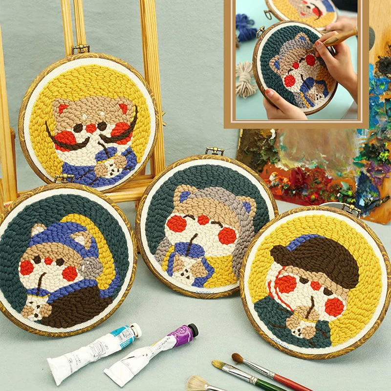 Flower Punch Needles Start Kit Beginner Embroidery Painting Craft Set with  Adjustable Punch Needle Yarn Home Decor Best Gift