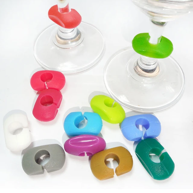 New Wine Glass Markers Set Of 12 Mini Circle Silicone Drink Glass Charms  Tags Recognizer Cup Labels Signs For Party Bar - AliExpress