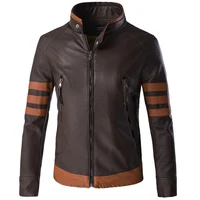 High-end Brand Men's Zipper Leather Jacket Wolverine Slim Fit Short Coat Retro Locomotive Logan Bomber PU Leather Jacket 5XL-M 1
