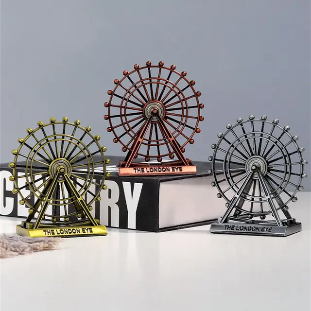 Akcesoria pulpitu kreatywny Retro r kodzie o London Eye Ornament diabelski m yn Model obrotowa figurka Akcesoria pulpitu kreatywny Retro rękodzieło London Eye Ornament diabelski młyn Model obrotowa figurka sztuki