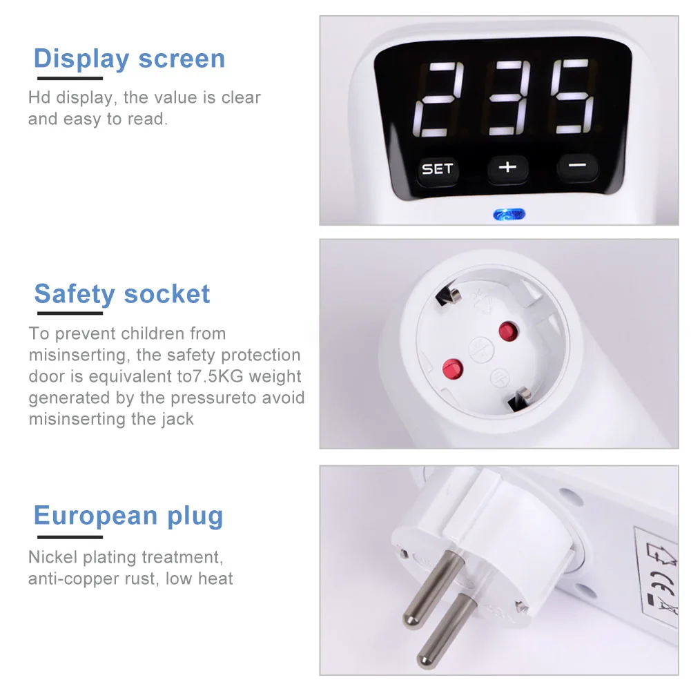 Description Picture 5 of item1pc Adjustable Voltage Delay Protector Socket 16A Automatic Surge Protection With LED Indicators Home Electrical Supplies