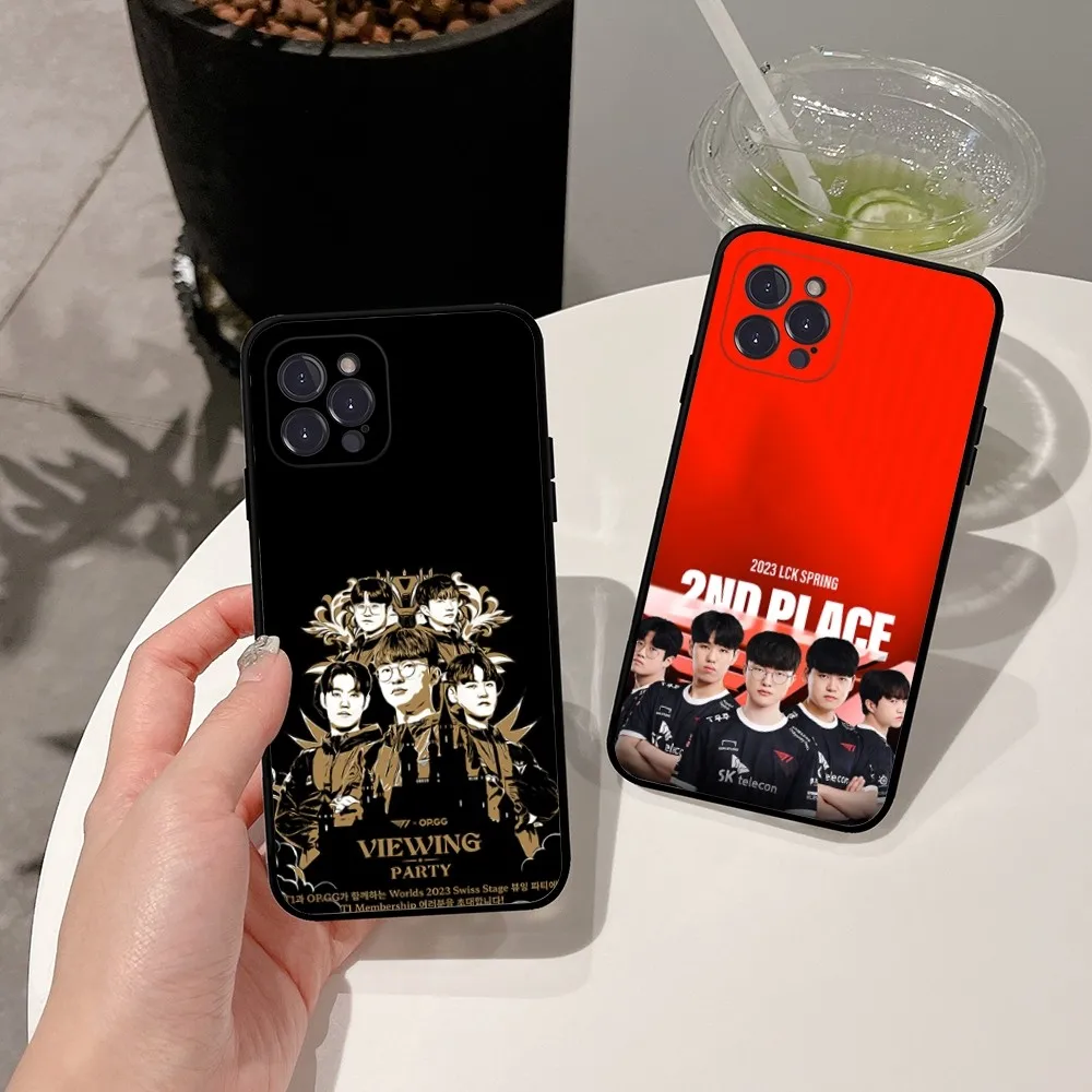 Custodia Per Telefono T1 Team L-Lols Lpl Custodia Per Telefono Per Apple Iphone 15,14,13,12,11,Xs,Xr,X,8,7,Pro,Max,Plus,Mini Cover Nera In Silicone