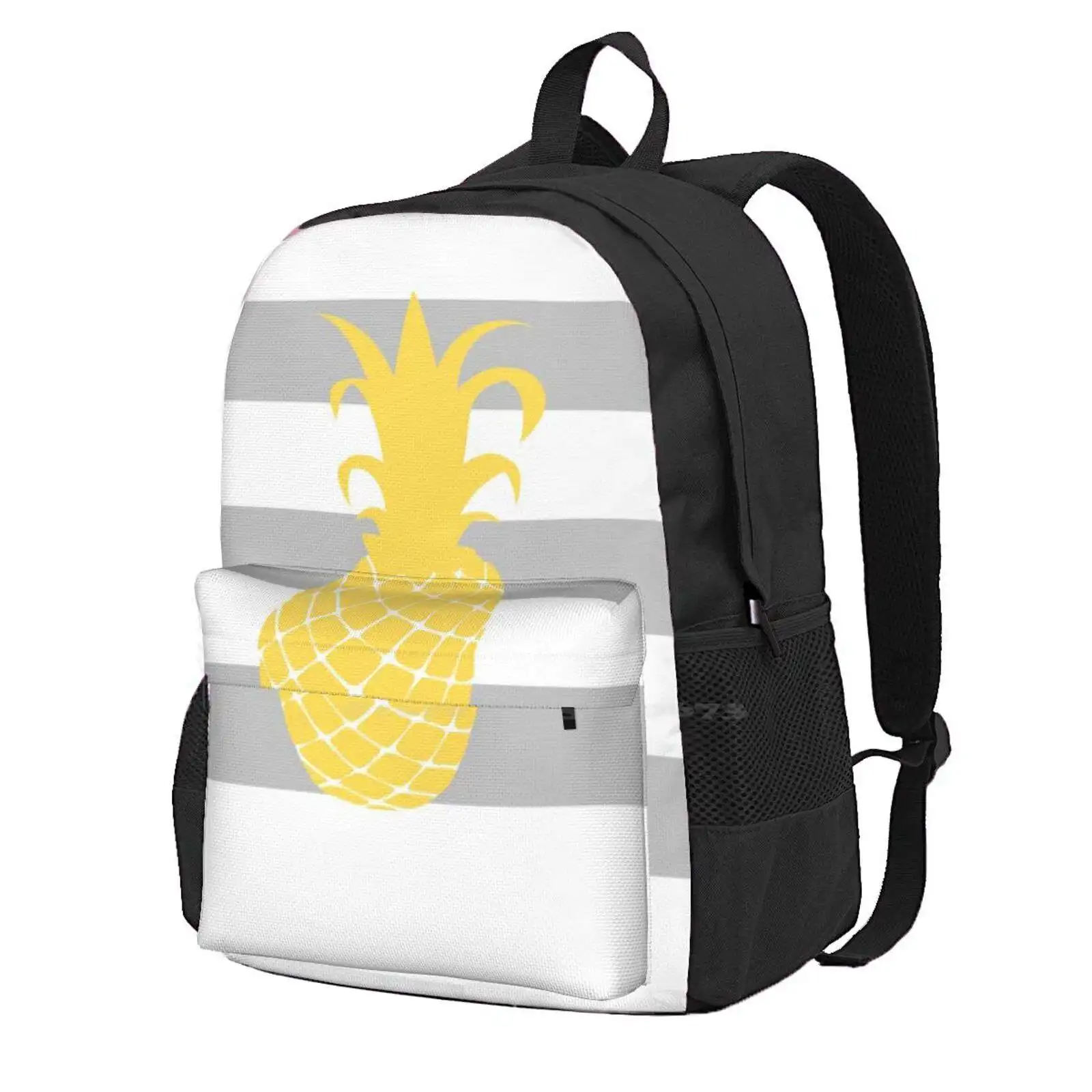 

Mustard Yellow On Silver Gray And White Stripes Travel Laptop Bagpack School Bags Stripes Striped Tropical Islands Hawaii White