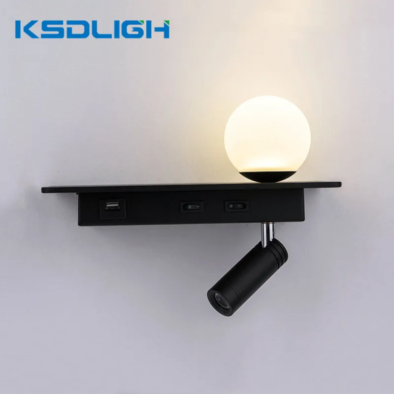 Modern LED Bedside Wall Light With Switch USB Charging Adjustable