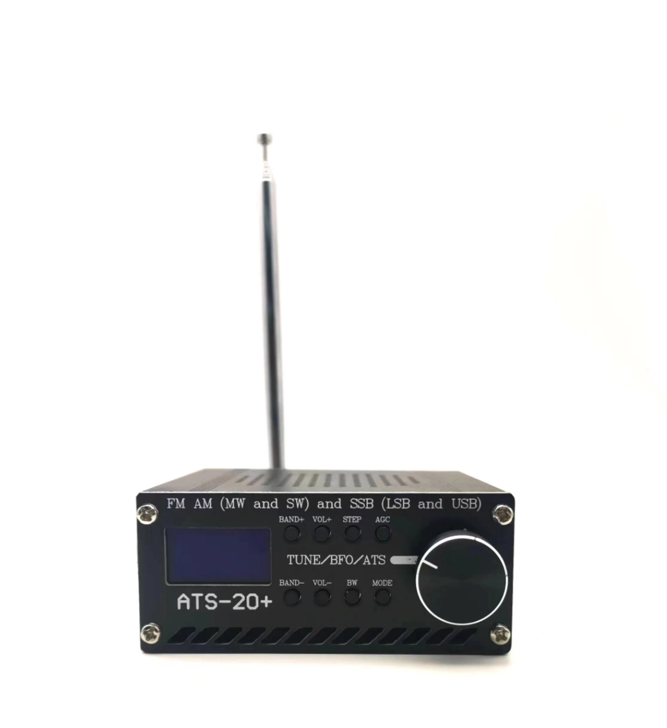 Receptor de Radio de todas las bandas SI4732 ATS-20 + Plus ATS20 V2, FM, AM  (MW y SW) SSB con batería de litio, antena, altavoz y funda