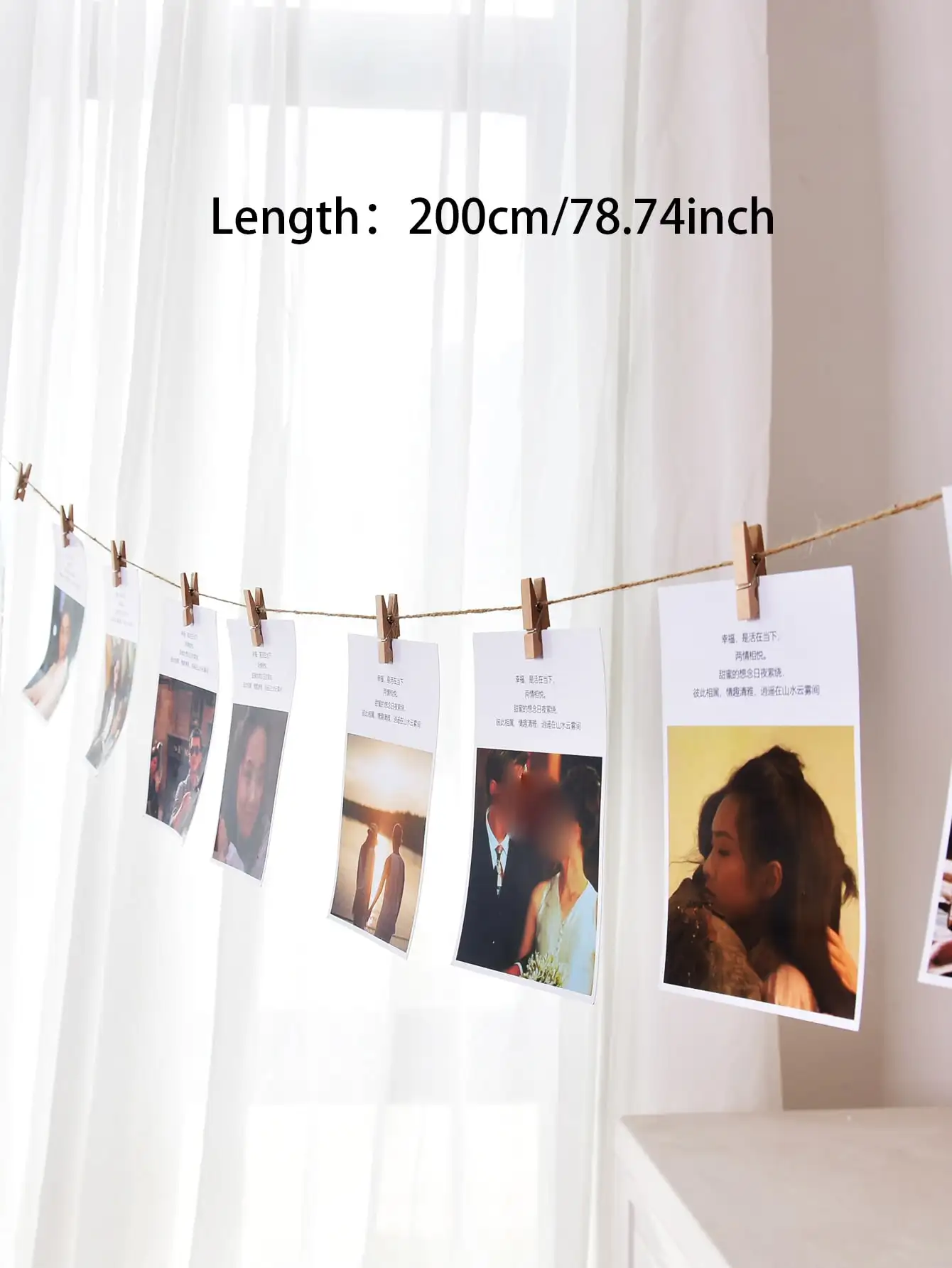 100Pcs Clothes Pegs Photo Clips Wooden Clothespins Multi-Functional Reusable Mini Wooden Clips with Jute Twine for Photo Wall and DIY Craft