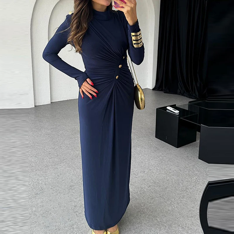 Women's Fall Dress Long Sleeve Lady OL Workwear Casual Party Dress Slim Vestido Plus Size SXL